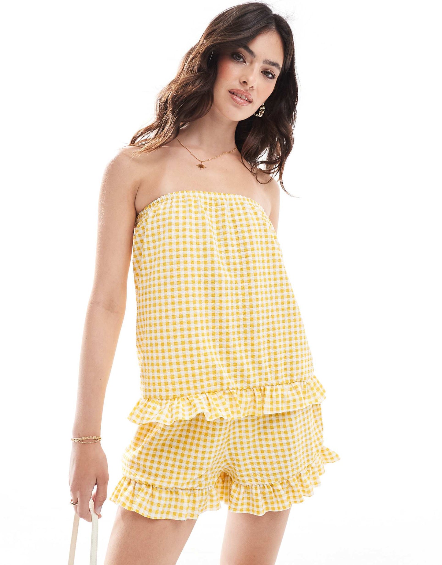 Bandeau Co-Ord With Frill Hem