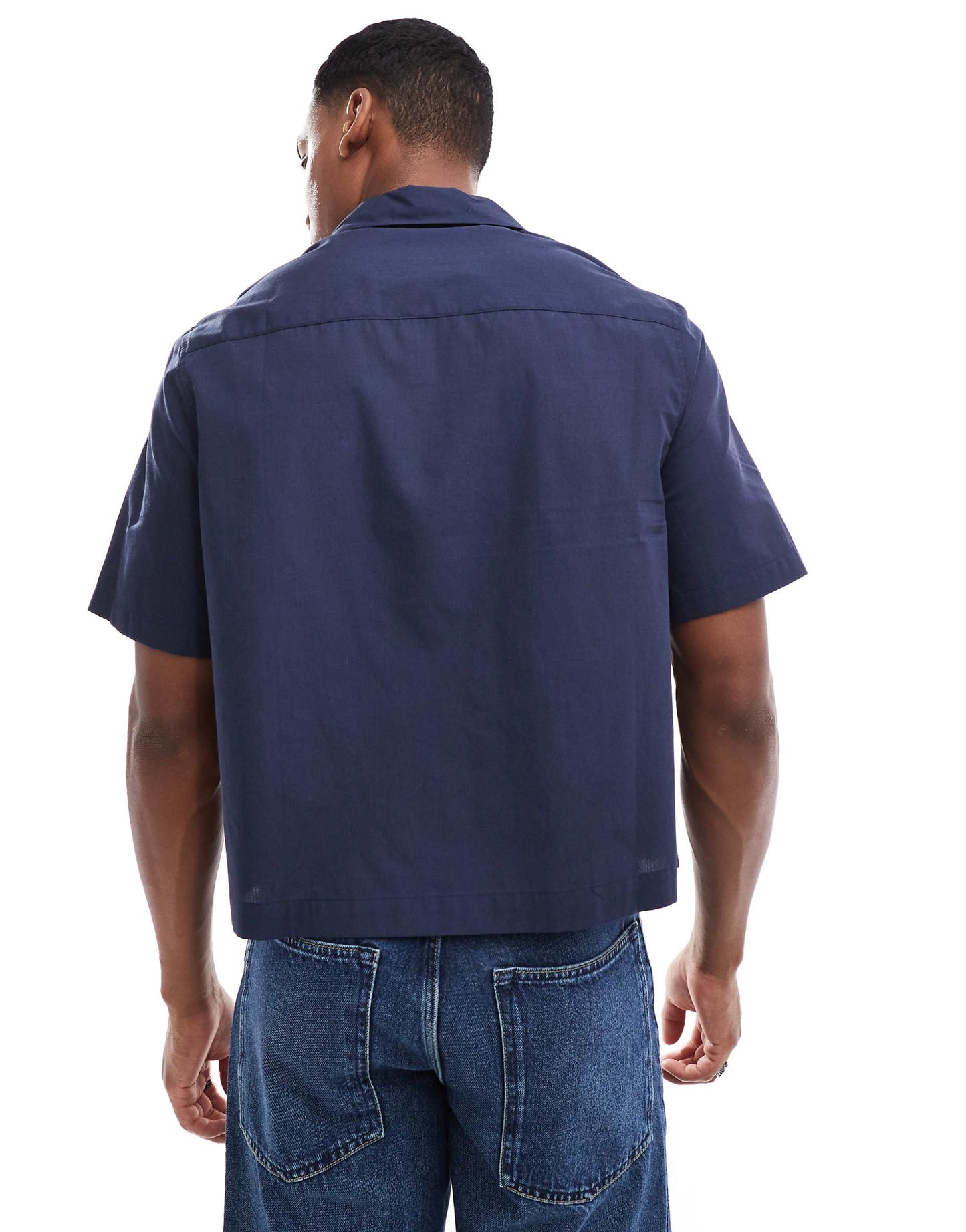 Boxy Shirt With Revere Collar And Short Sleeves