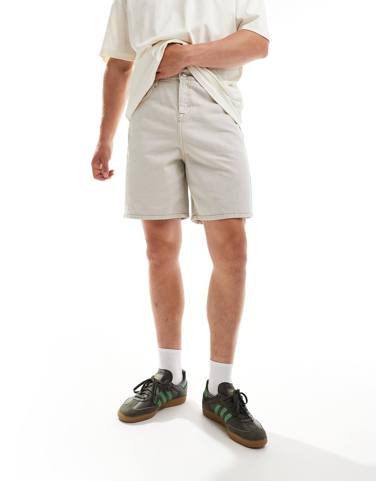Woven Jorts With Contrast Tobacco Stitch