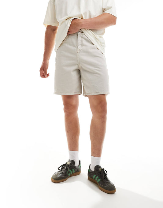 Woven Jorts With Contrast Tobacco Stitch