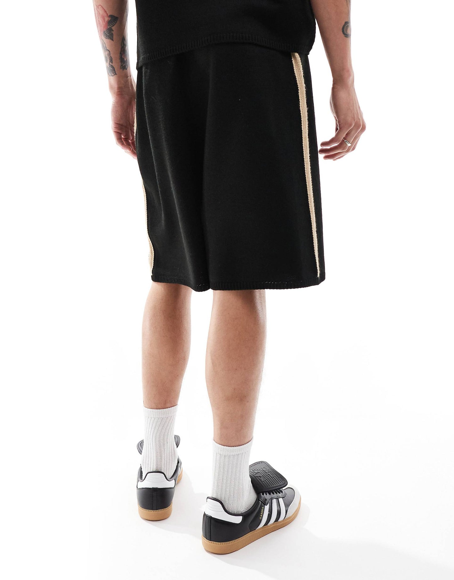 Coord Knitted Shorts With Contrast Tipping