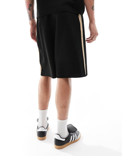 Coord Knitted Shorts With Contrast Tipping