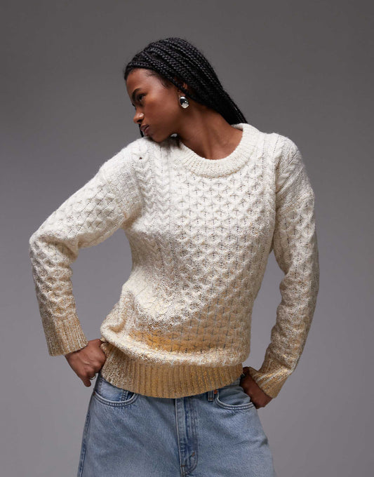 Knitted Metallic Cable Relaxed Jumper