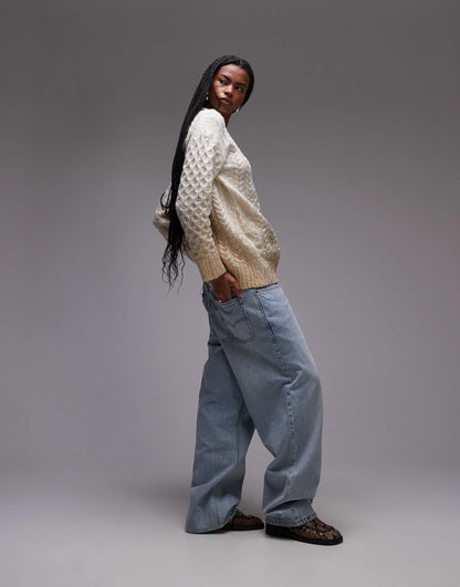 Knitted Metallic Cable Relaxed Jumper
