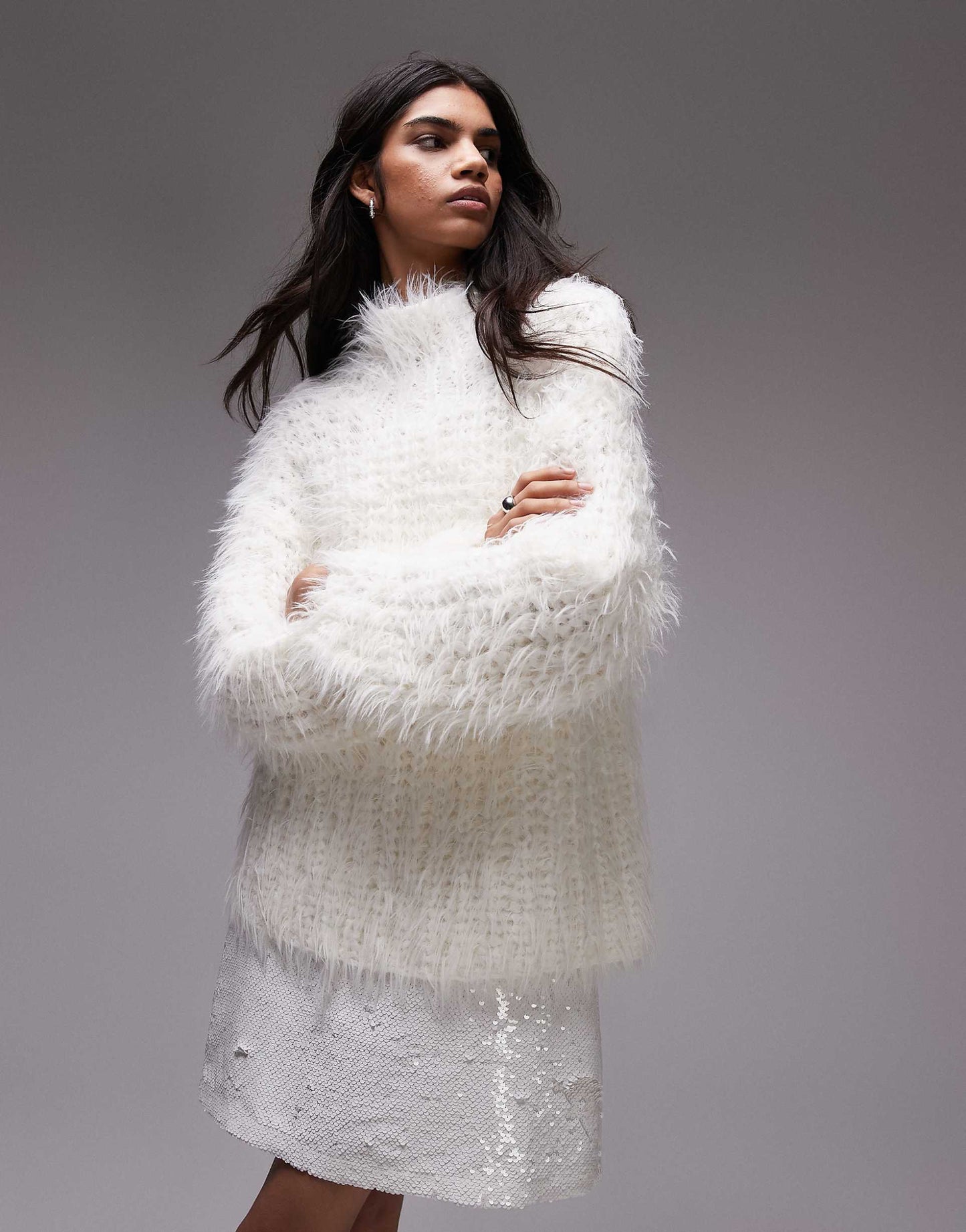 Hand Knitted Extreme Fluffy Eyelash Oversized Jumper