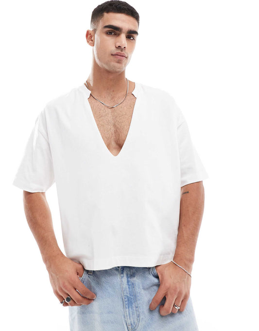 Oversized T-Shirt With Cut V-Neck