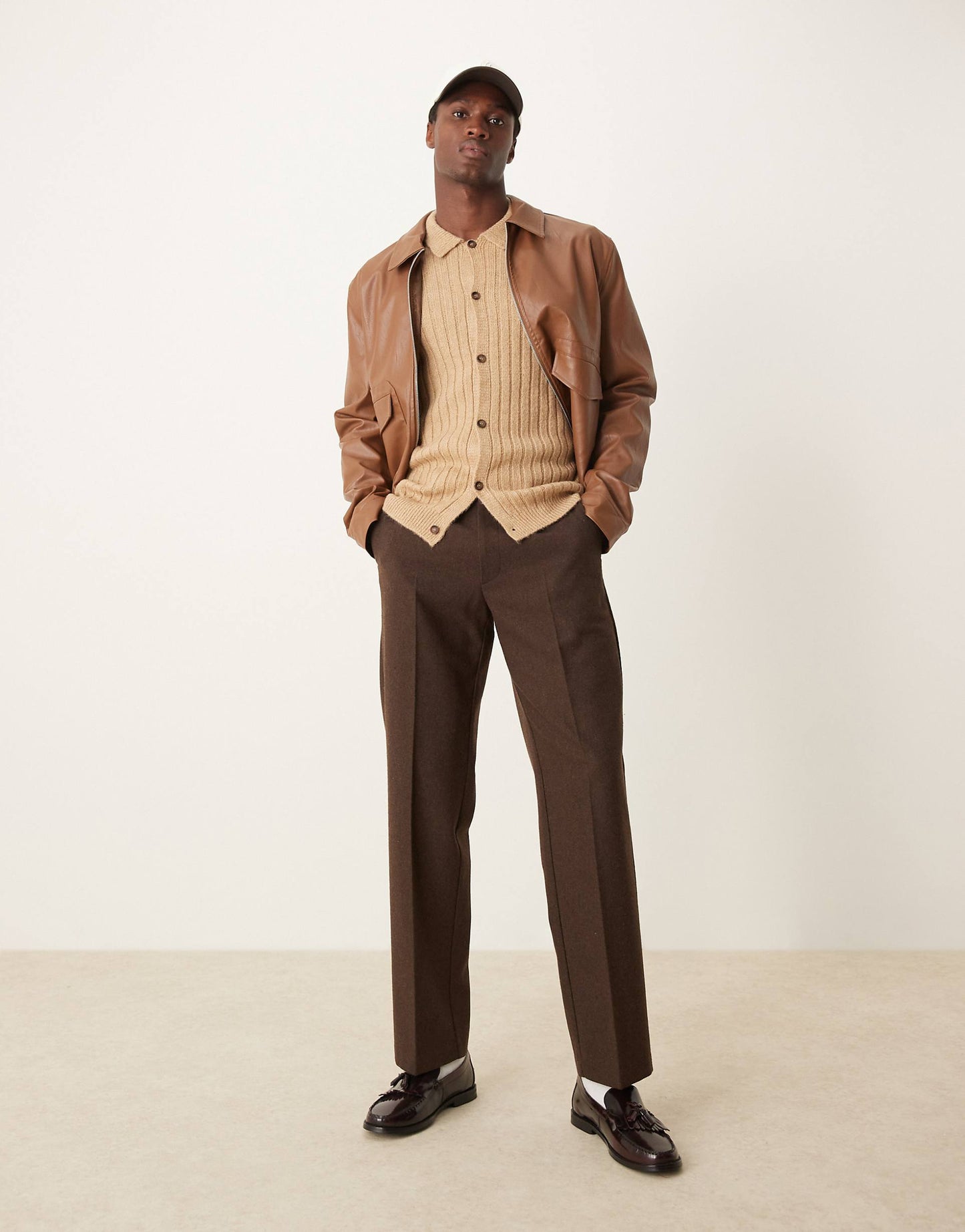 Standard Ribbed Knitted Collar Cardigan