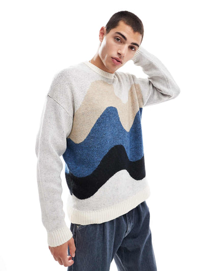 Knitted Relaxed Jumper With Abstract Design
