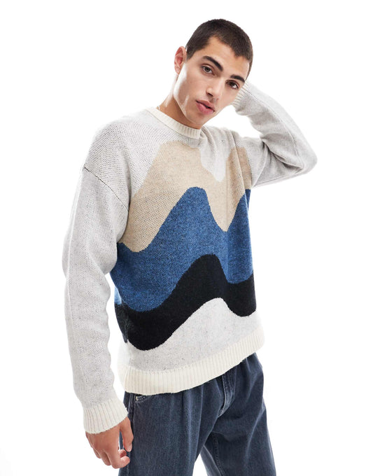Knitted Relaxed Jumper With Abstract Design