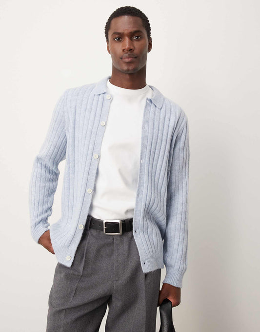 Standard Ribbed Knitted Collar Cardigan