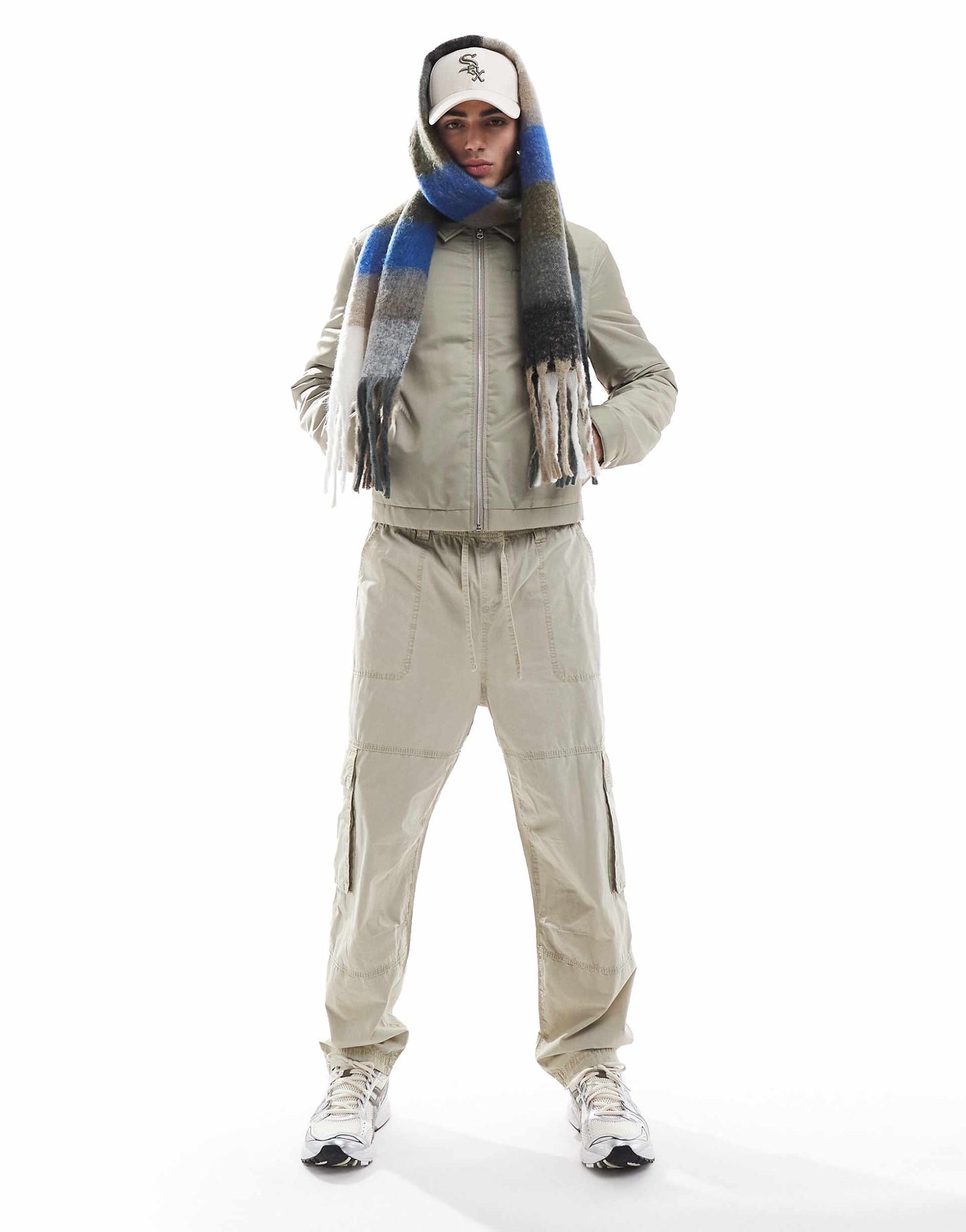 Washed Baggy Cargos With Panel Detailing