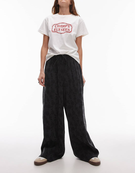 Jacquard Floral Drawcord Trouser