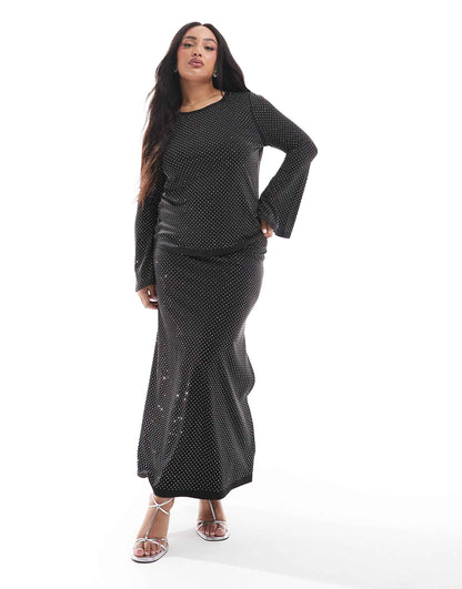 All Over Hotfix Flared Sleeve Top Co-Ord