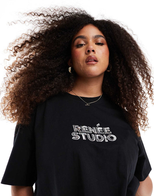 Sequin Logo Oversized T-Shirt