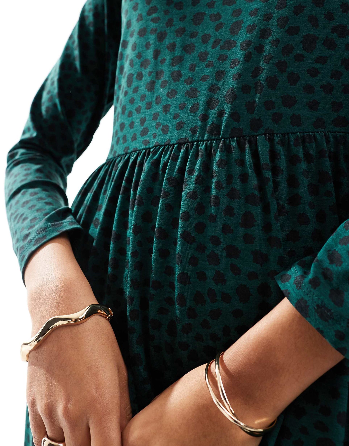 Long Sleeve Smudge Spot Midi Dress