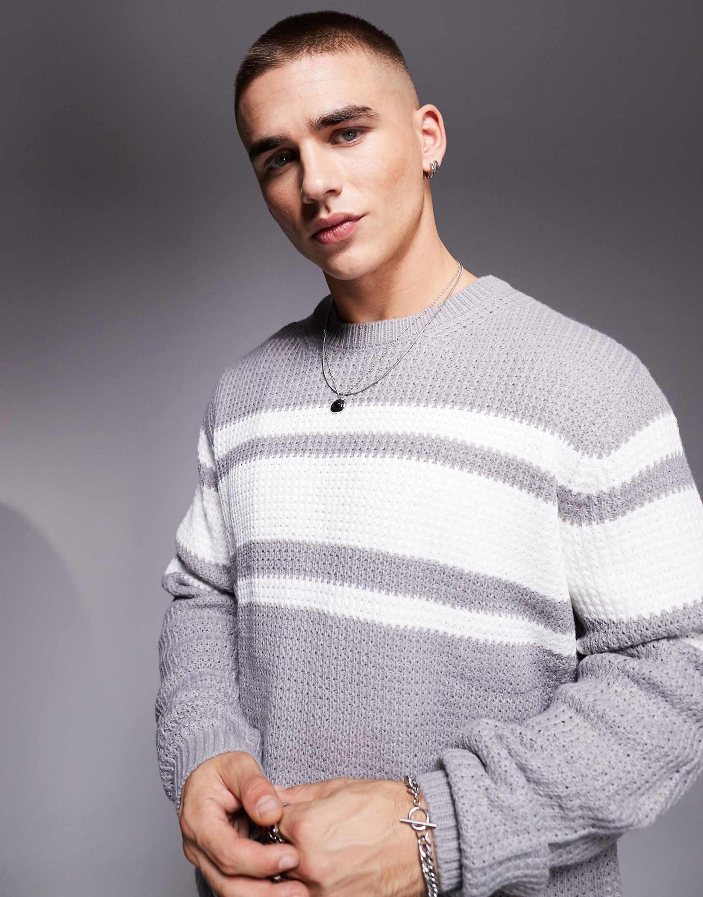 Relaxed Knitted Crew Neck Jumper
