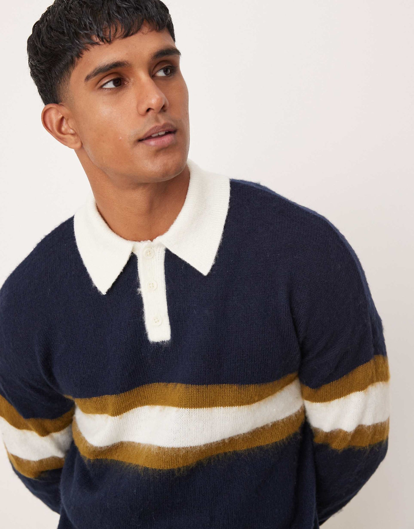 Relaxed Knitted Rugby Polo Jumper