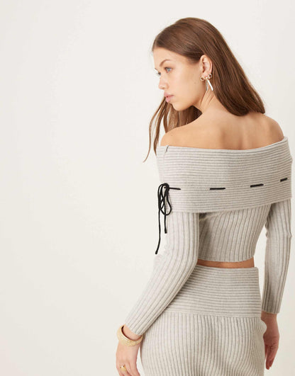 Bardot Tie Detail Jumper Co-Ord