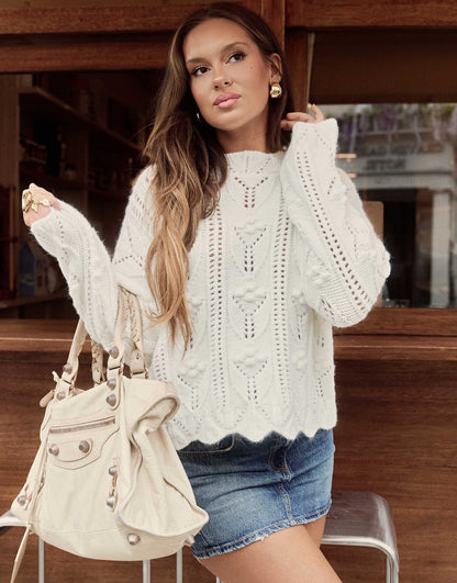 Pointelle Scallop Edge Jumper