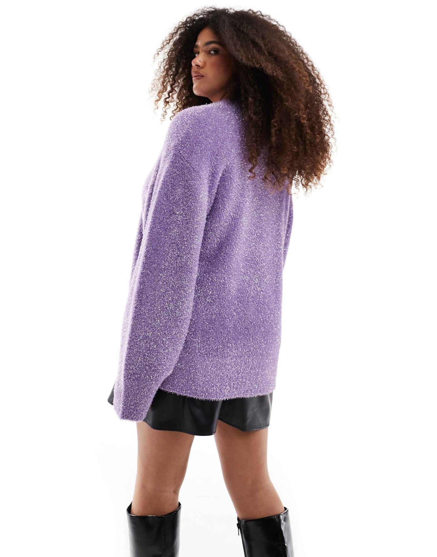 Tinsel V Neck Wide Sleeve Jumper