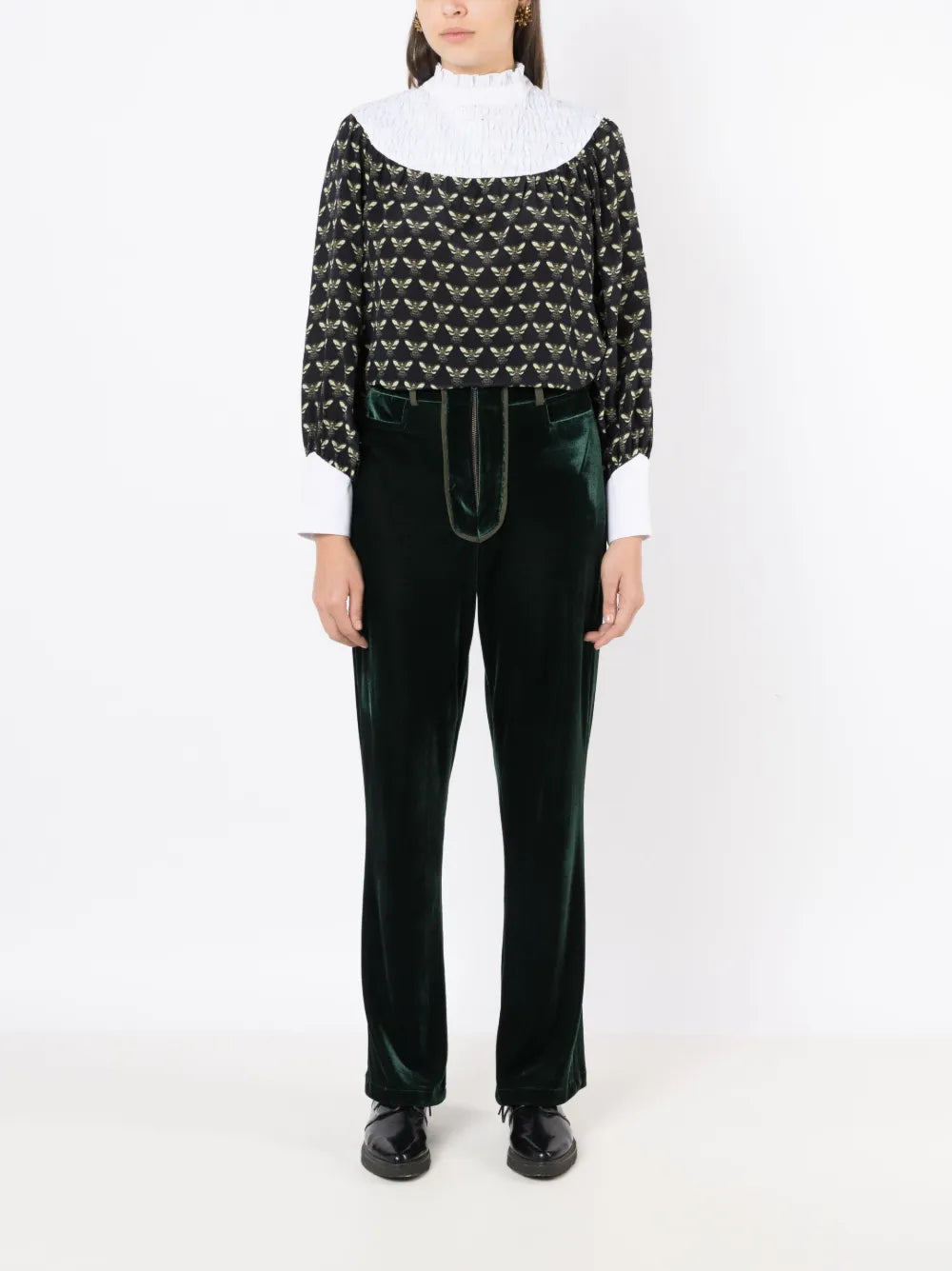 Ronnie Bee-Print Silk-Cotton Blouse
