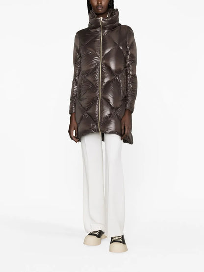 Diamond-Quilted Padded Coat