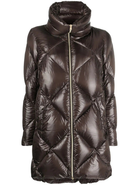 Diamond-Quilted Padded Coat