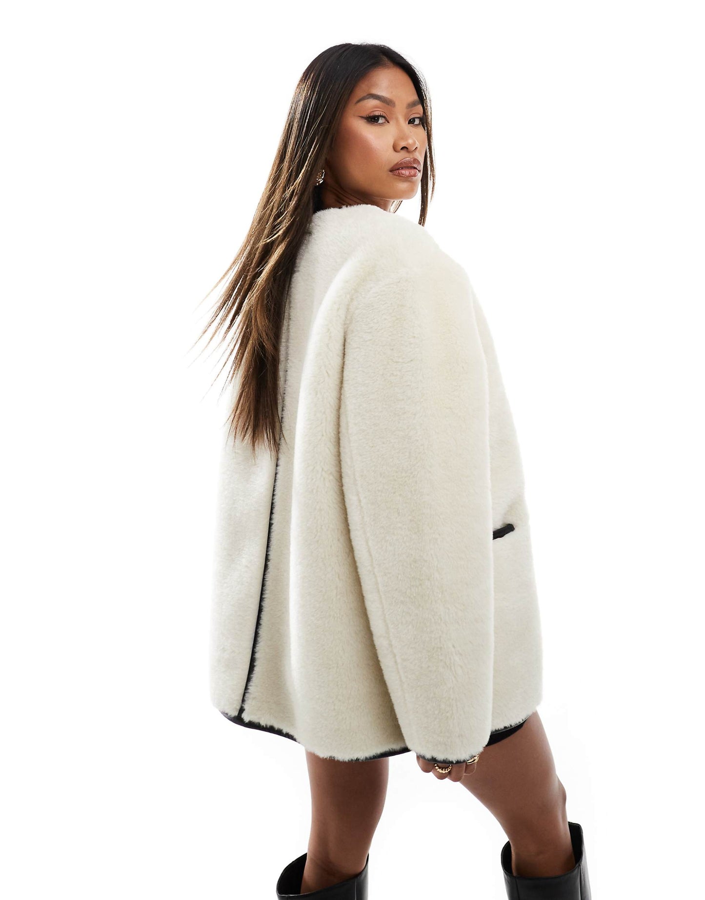 Contrast Toggle Teddy Coat