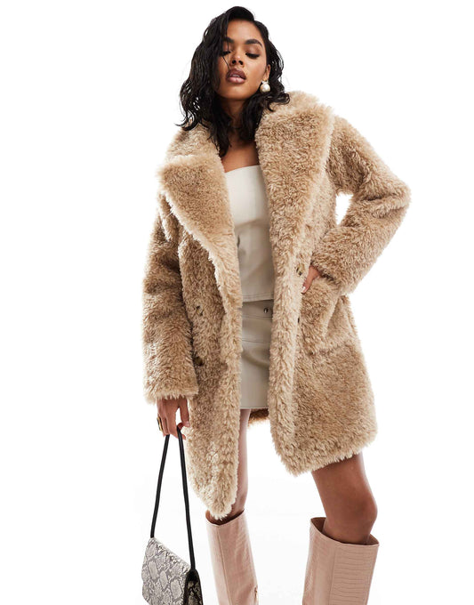 Button Up Faux Fur Coat