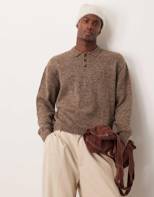 Oversized Boxy Fit Brushed Texture Knitted Jumper