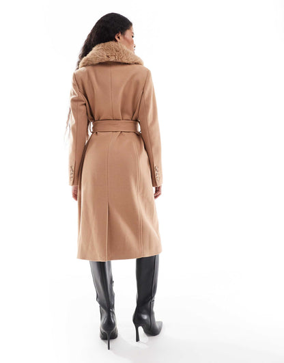 Petite Faux Fur Collar Coat