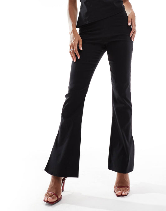 Bengaline Side Split Flared Leg Trousers Co-Ord