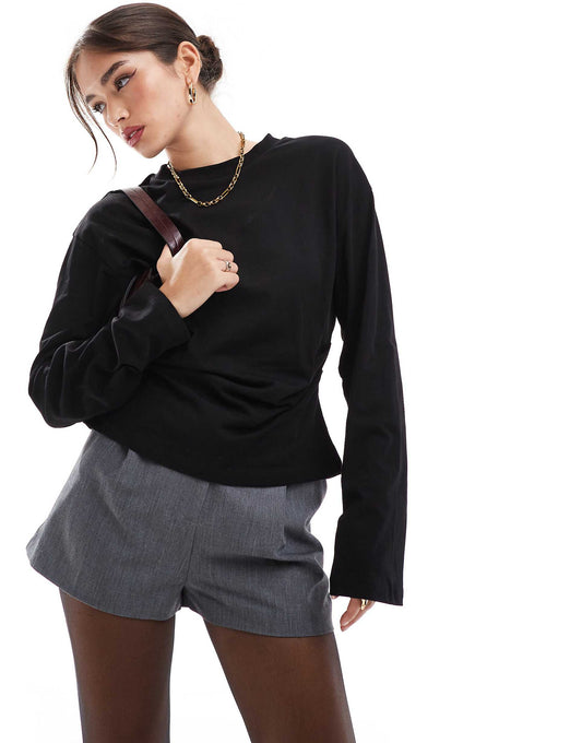 Corset Waist Long Sleeve Tee