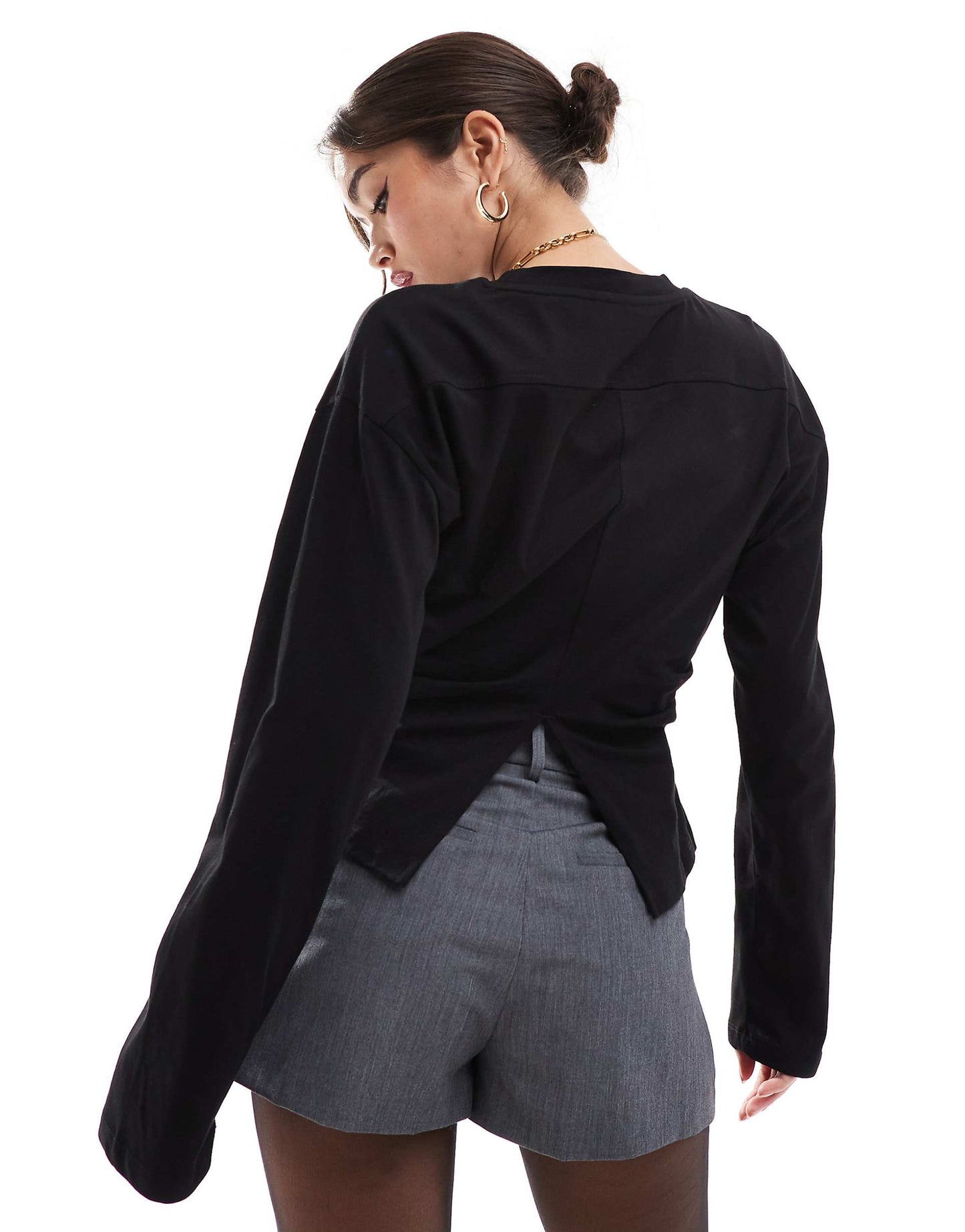 Corset Waist Long Sleeve Tee