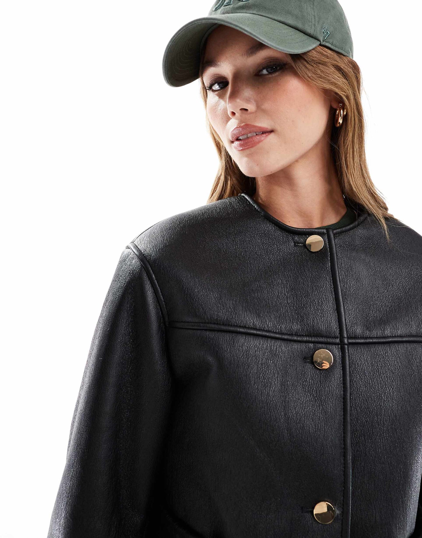 Collarless Borg Bonded Jacket