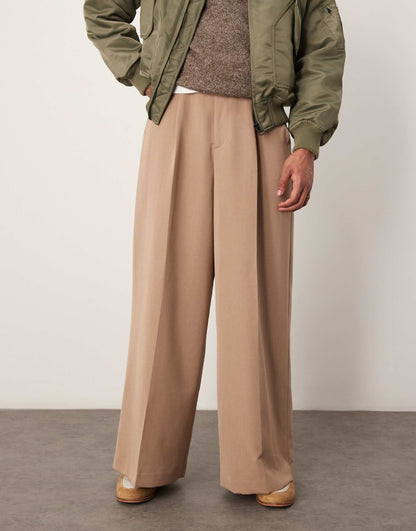 Smart Extreme Wide Leg Trousers With Front Pleat