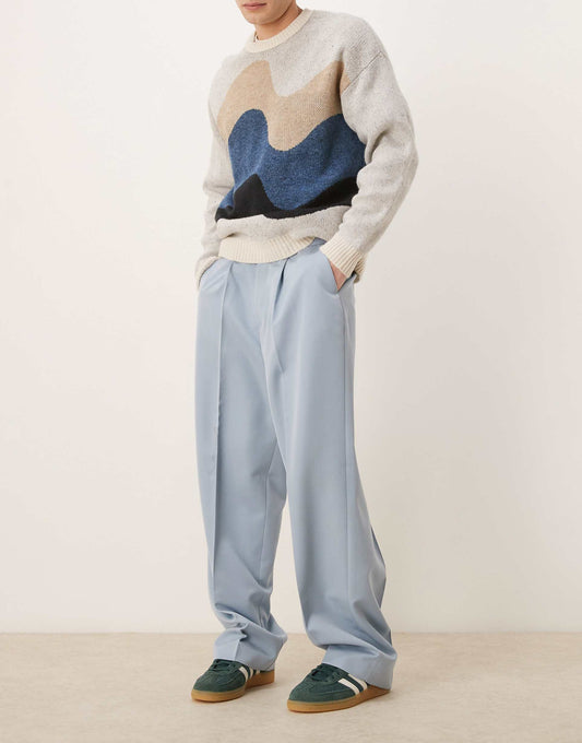Smart  Wide Leg Trousers With Front Pleat