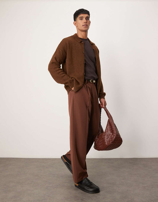 Smart  Wide Leg Trousers With Front Pleat