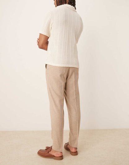 Smart Tapered Fit Wool Mix Trousers
