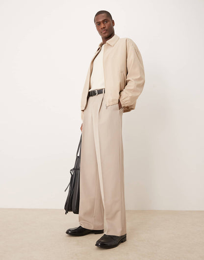 Smart Wide Leg Trousers With Double Pleats