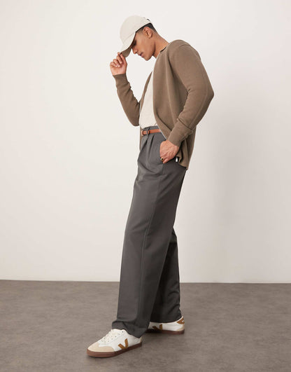 Smart Wide Leg Trousers With Double Pleats