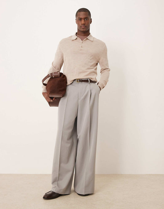 Smart Extreme Wide Leg Trousers With Front Pleats