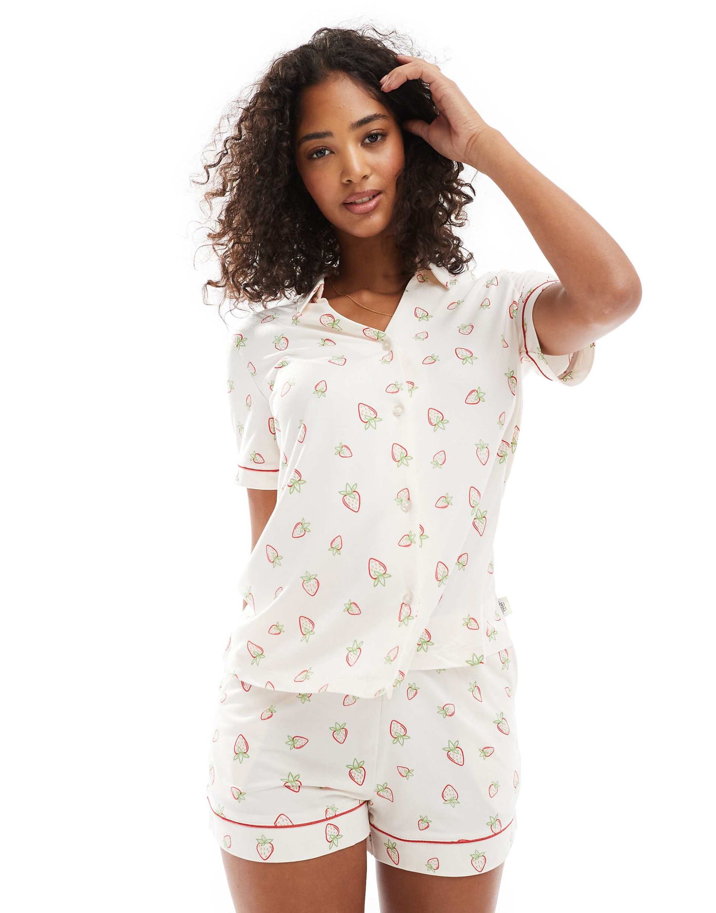 Poly Short Sleeve Revere Pyjama Set