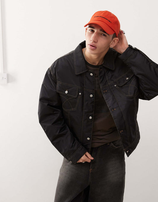 Contrast Stitch Bomber Jacket