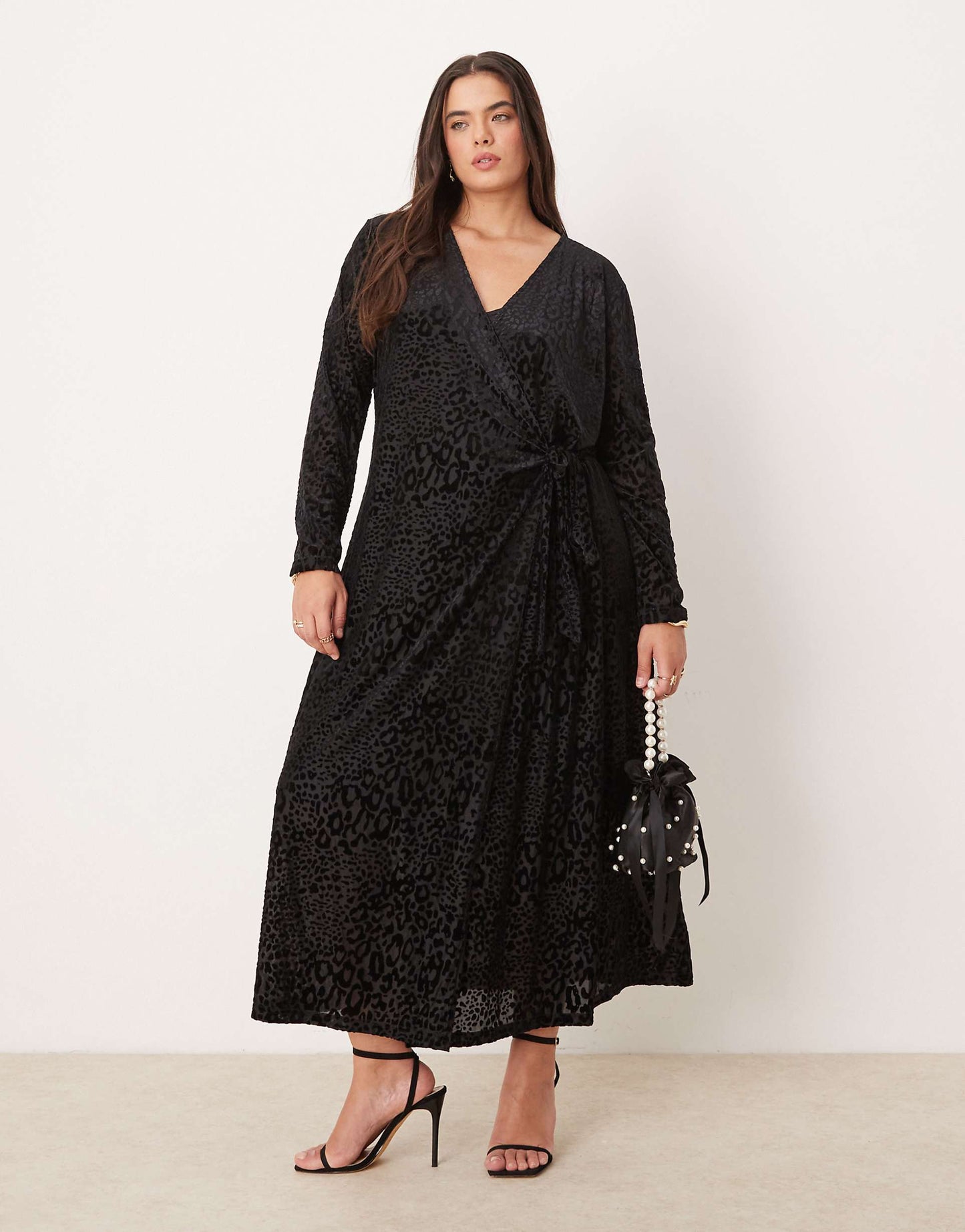 Plus Burnout Velvet Wrap Midaxi Dress