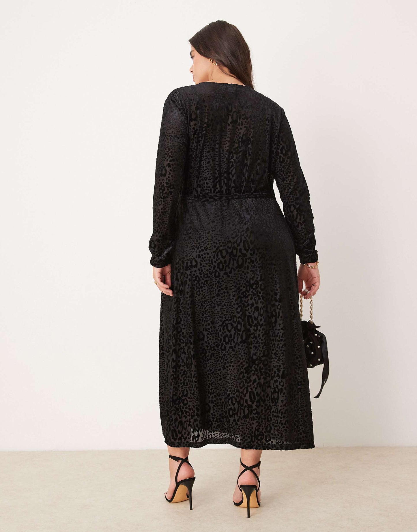 Plus Burnout Velvet Wrap Midaxi Dress