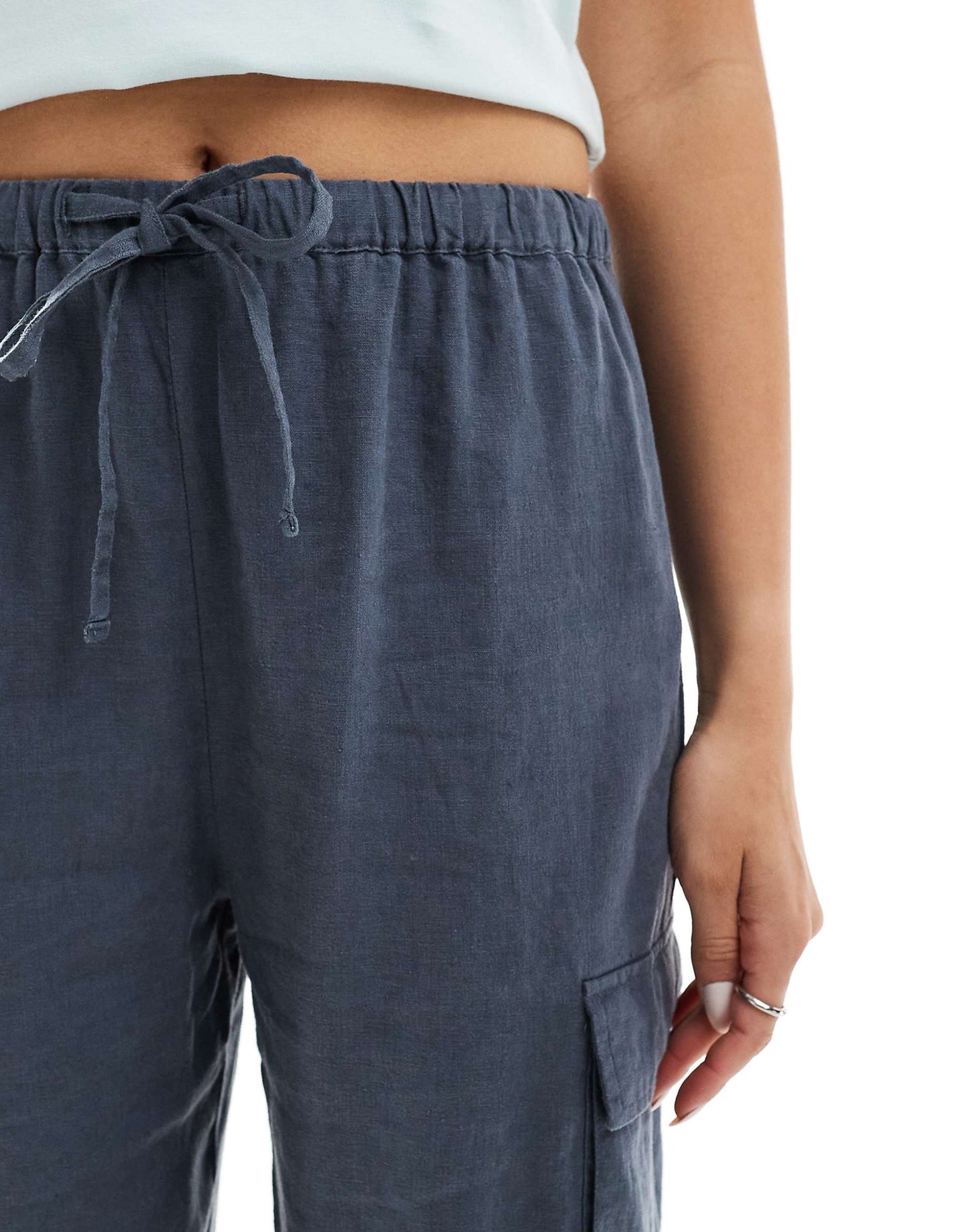 Linen Look Longline Cargo Short