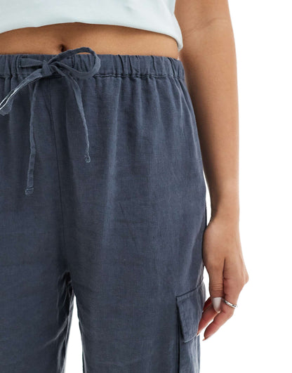 Linen Look Longline Cargo Short