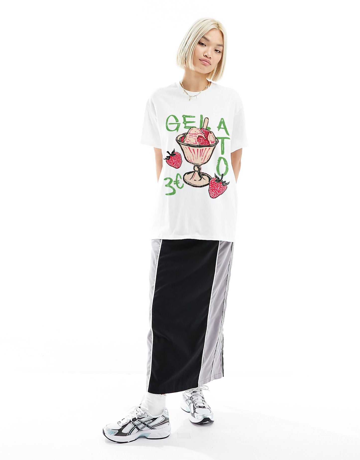 Oversized T-Shirt With Strawberry Gelato Graphic