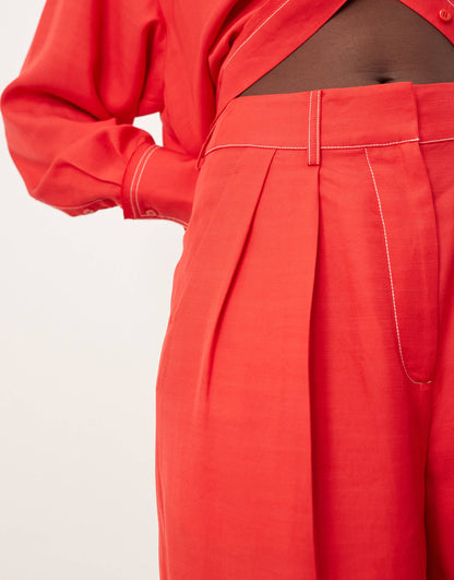 Wide Leg Trouser With Contrast Stitch Co-Ord